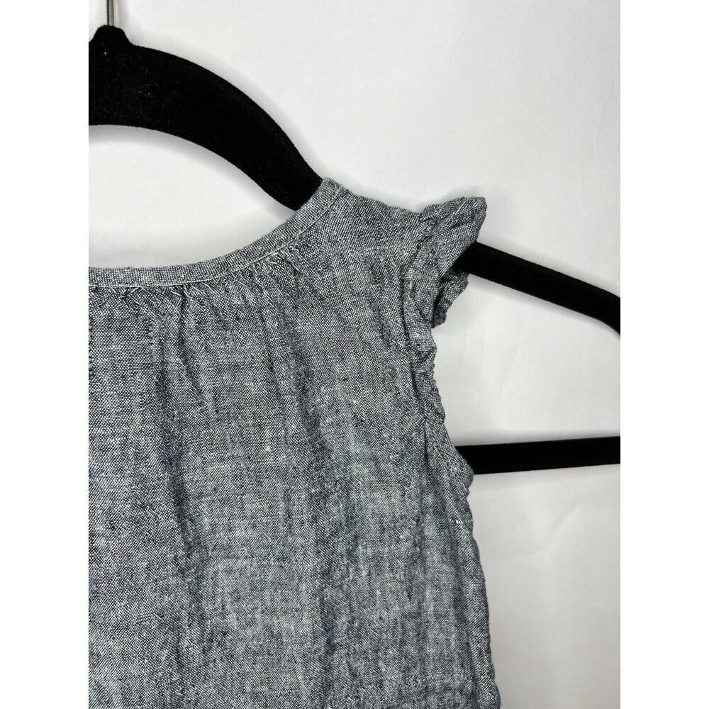 Tea Collection Baby Dress, Chambray Blue Linen Cotton, Floral Embroidered Ruffle - Picture 11 of 11